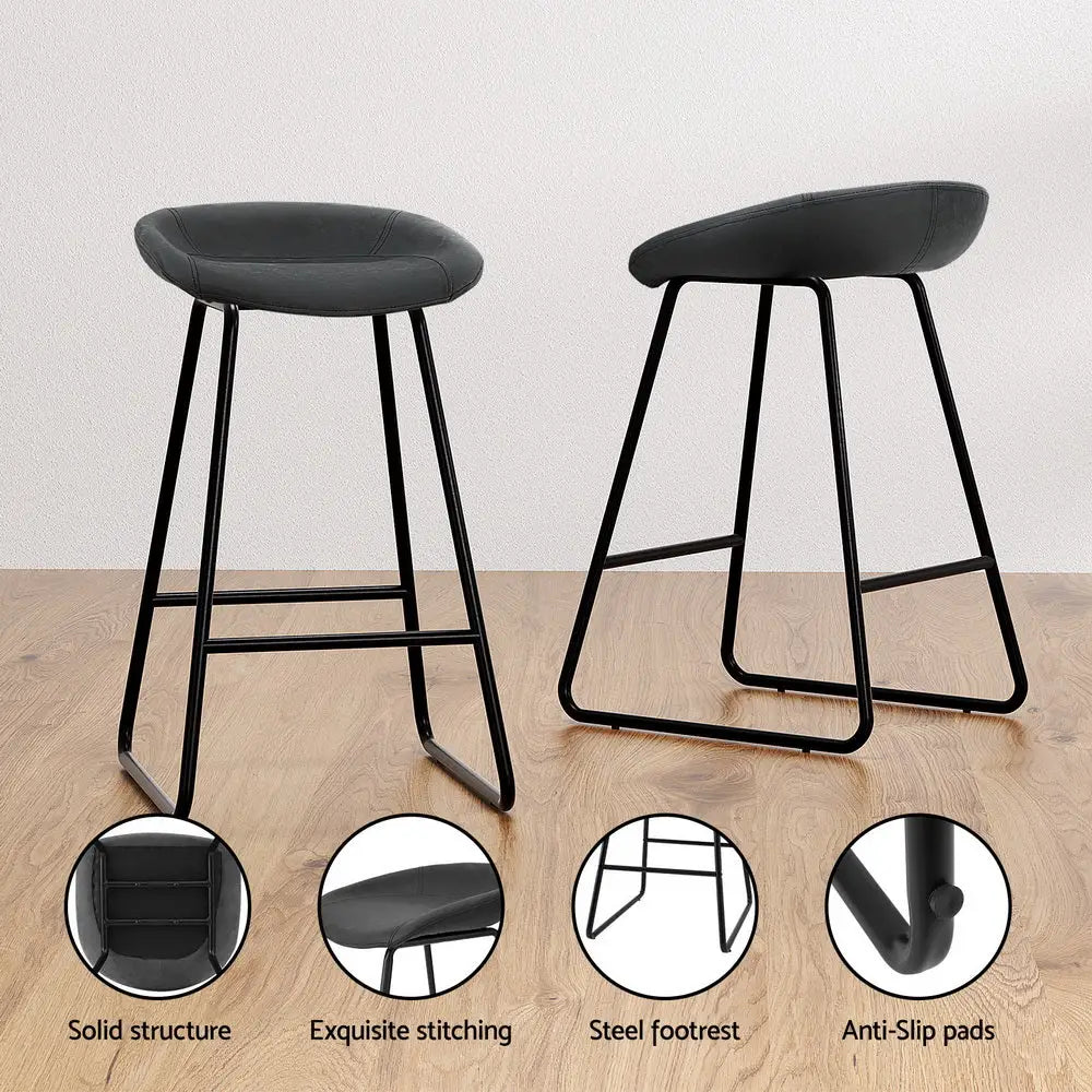 4x Bar Stools Kitchen Dining Chairs Counter Stool Pu Leather Metal