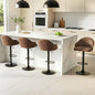 4x Bar Stools Kitchen Swivel Gas Lift Counter Chair Shell Leather Brown