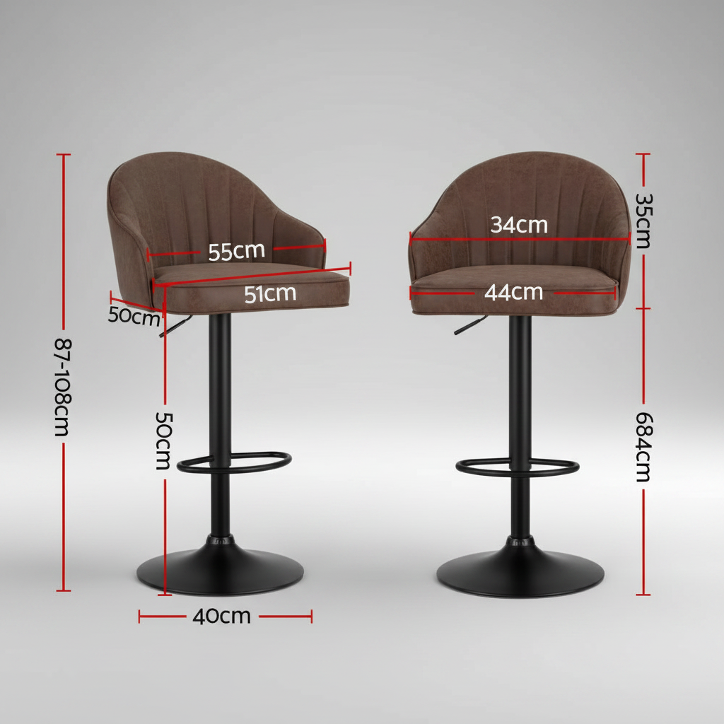 Set of 4 Swivel Gas Lift Bar Stools Shell PU Leather Brown