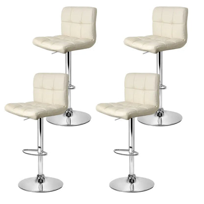 4x Bar Stools Leather Gas Lift Beige