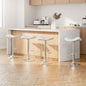 4x Bar Stools Leather Gas Lift Chair White