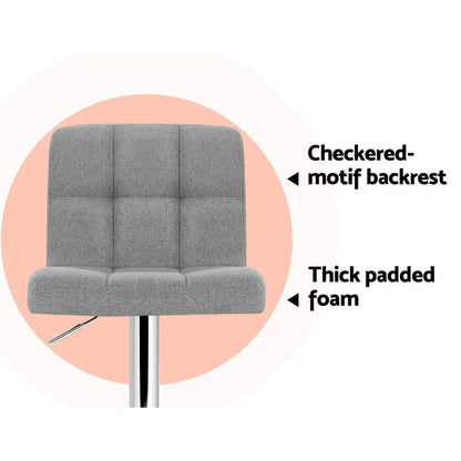 4x Bar Stools Leather Gas Lift Grey