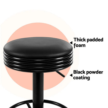 4x Bar Stools Leather Padded Gas Lift Black