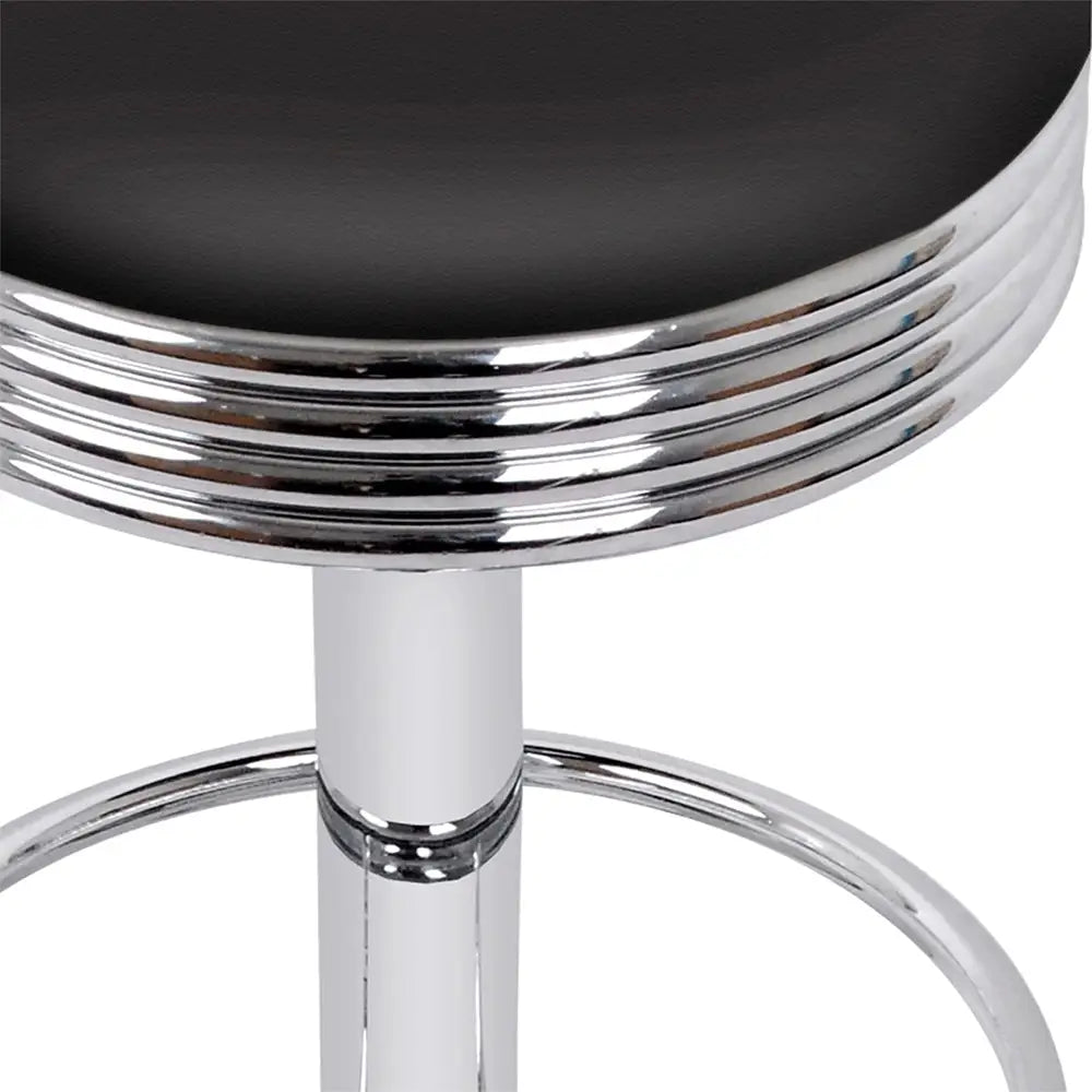 4x Bar Stools Leather Padded Gas Lift Silver