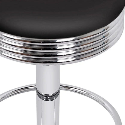 4x Bar Stools Leather Padded Gas Lift Silver
