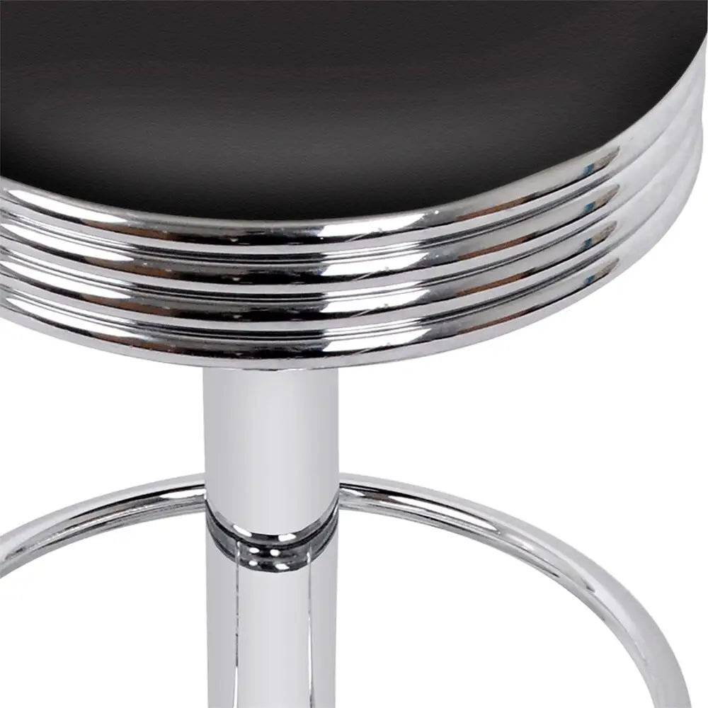 4x Bar Stools Leather Padded Gas Lift Silver