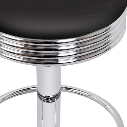 4x Bar Stools Leather Padded Gas Lift Silver