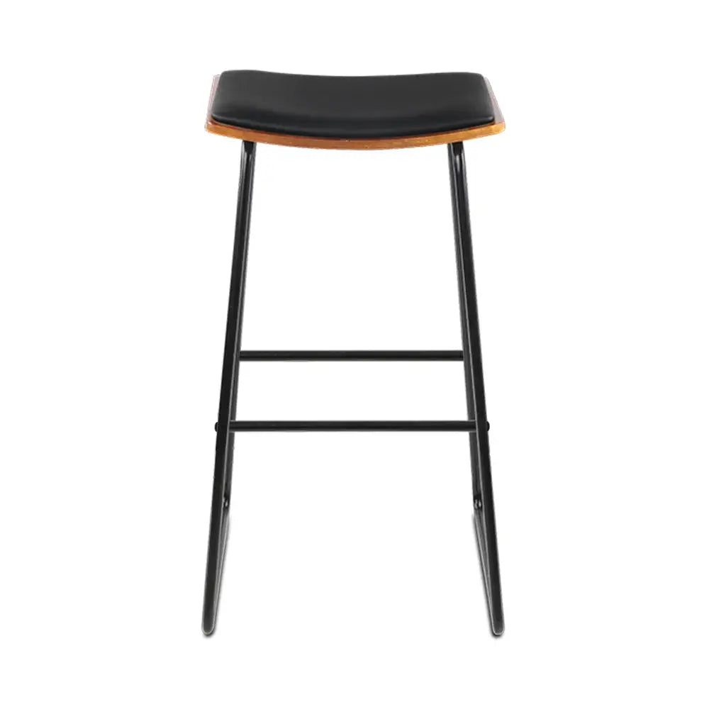 4x Bar Stools Leather Padded Metal