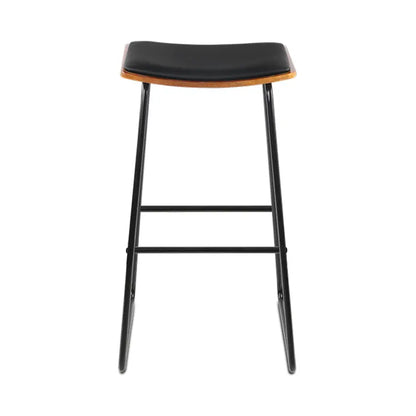 4x Bar Stools Leather Padded Metal