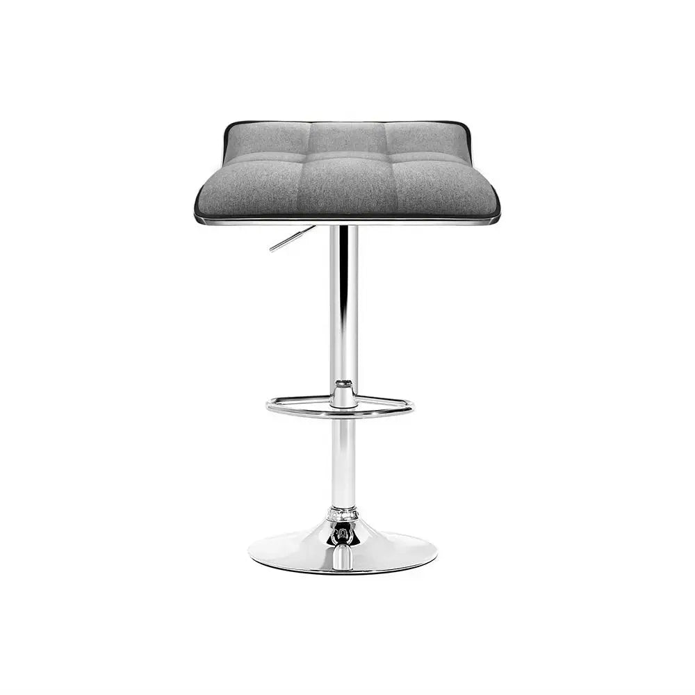 4x Bar Stools Linen Padded Gas Lift