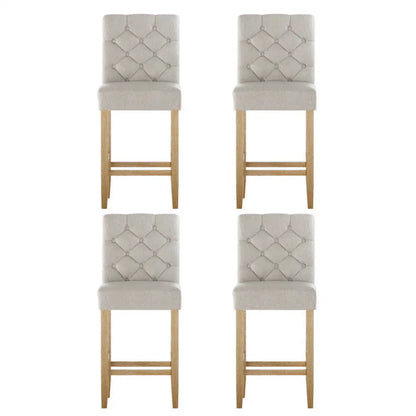 4x Bar Stools Linen Upholstered Chairs