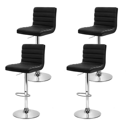 4x Bar Stools Padded Leather Gas Lift Black