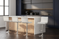 4x Bar Stools Padded Leather Gas Lift White