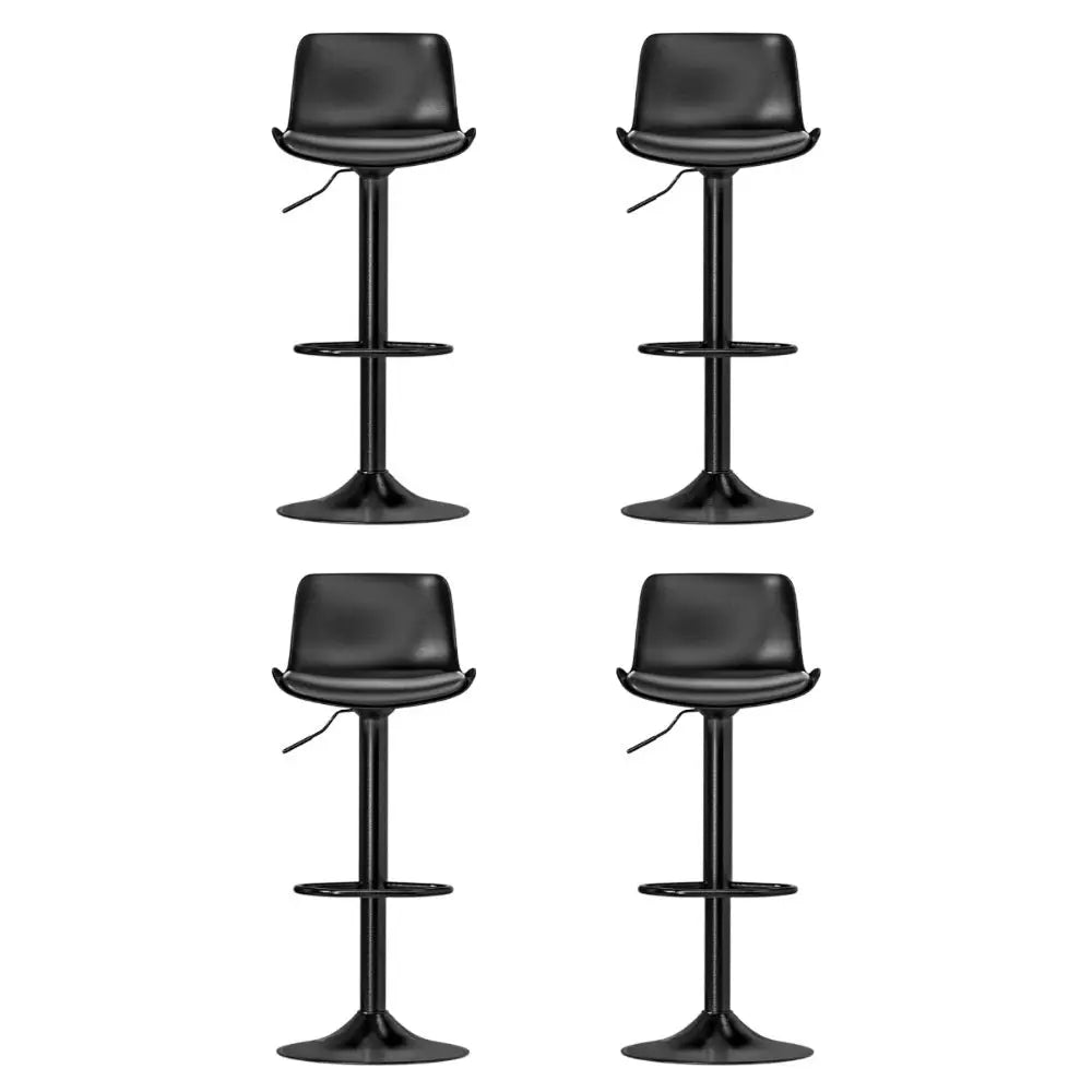 4x Bar Stools Padded Seat Gas Lift Black
