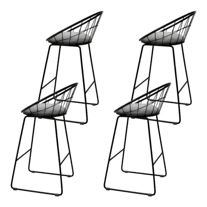 4x Bar Stools Padded Seat Metal