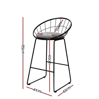4x Bar Stools Padded Seat Metal