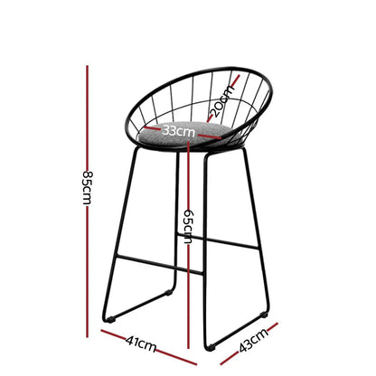 4x Bar Stools Padded Seat Metal