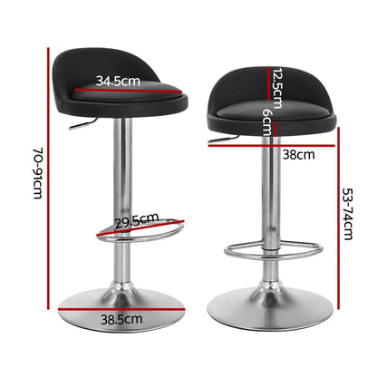 4x Bar Stools Pu Leather Gas Lift Black