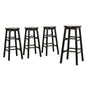 4x Bar Stools Round Chairs Wooden Black