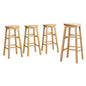 4x Bar Stools Round Chairs Wooden Nature