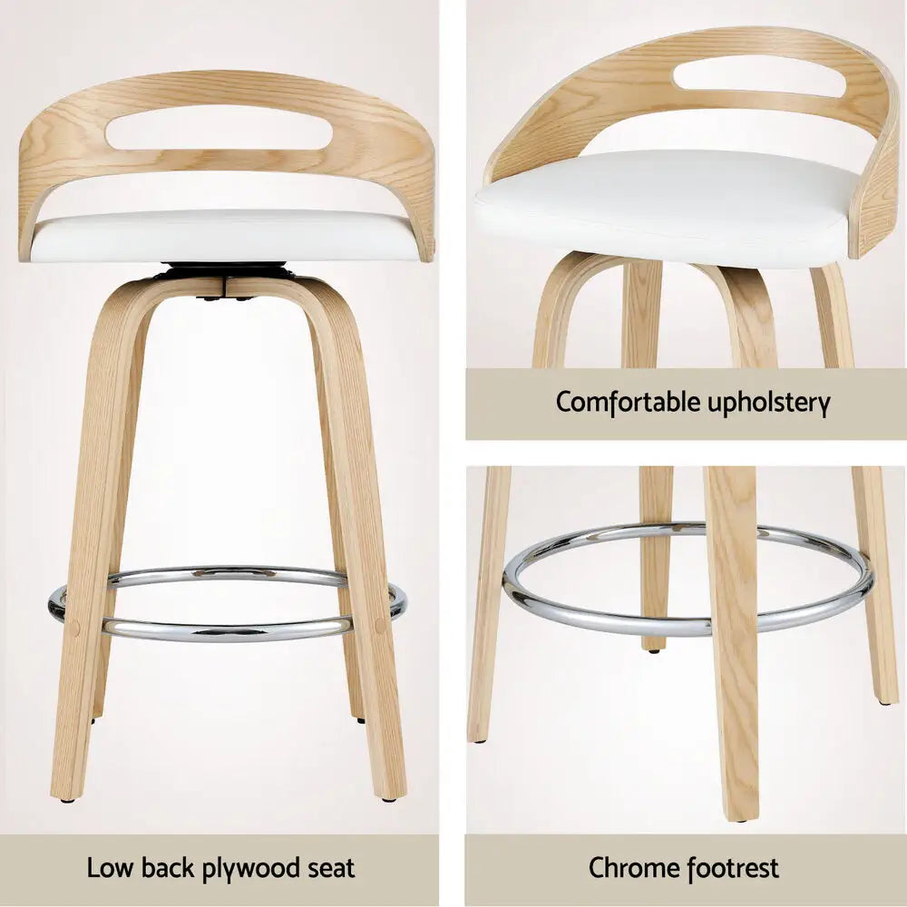 4x Bar Stools Swivel Dining Chairs Low Back Counter Seat Pu Cushion