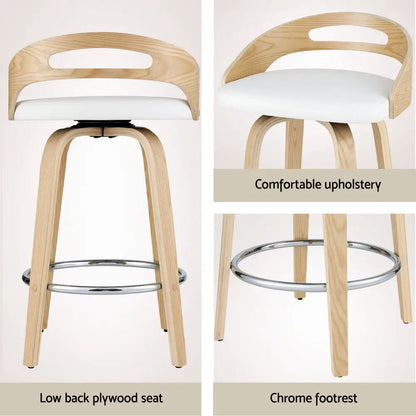 4x Bar Stools Swivel Dining Chairs Low Back Counter Seat Pu Cushion