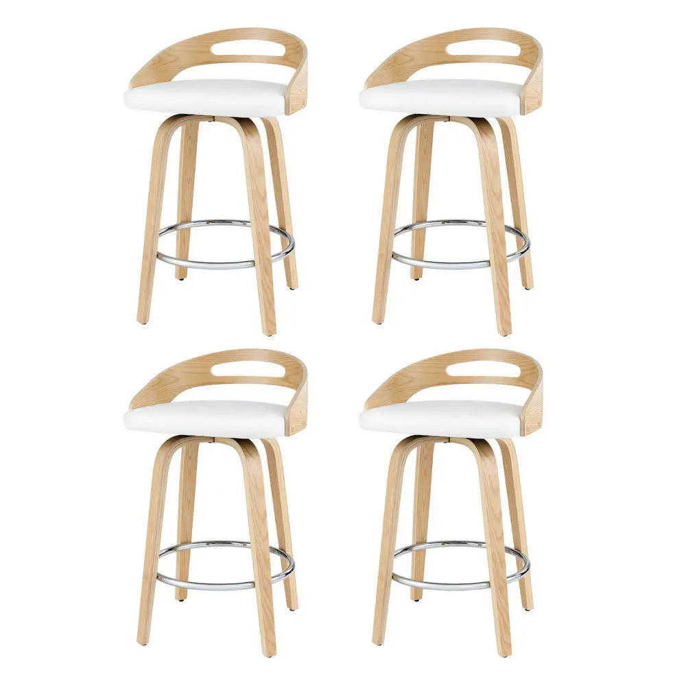 4x Bar Stools Swivel Dining Chairs Low Back Counter Seat Pu Cushion
