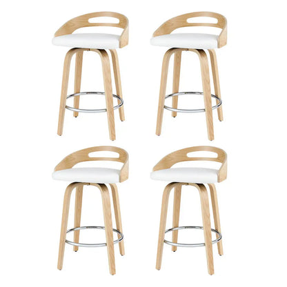 4x Bar Stools Swivel Dining Chairs Low Back Counter Seat Pu Cushion