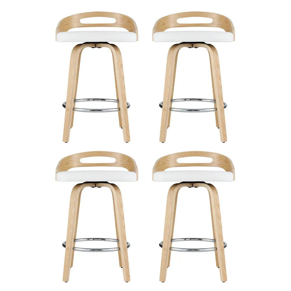 4x Bar Stools Swivel Dining Chairs Low Back Counter Seat Pu Cushion