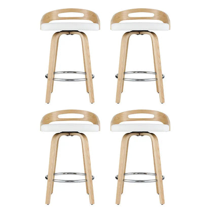 4x Bar Stools Swivel Dining Chairs Low Back Counter Seat Pu Cushion
