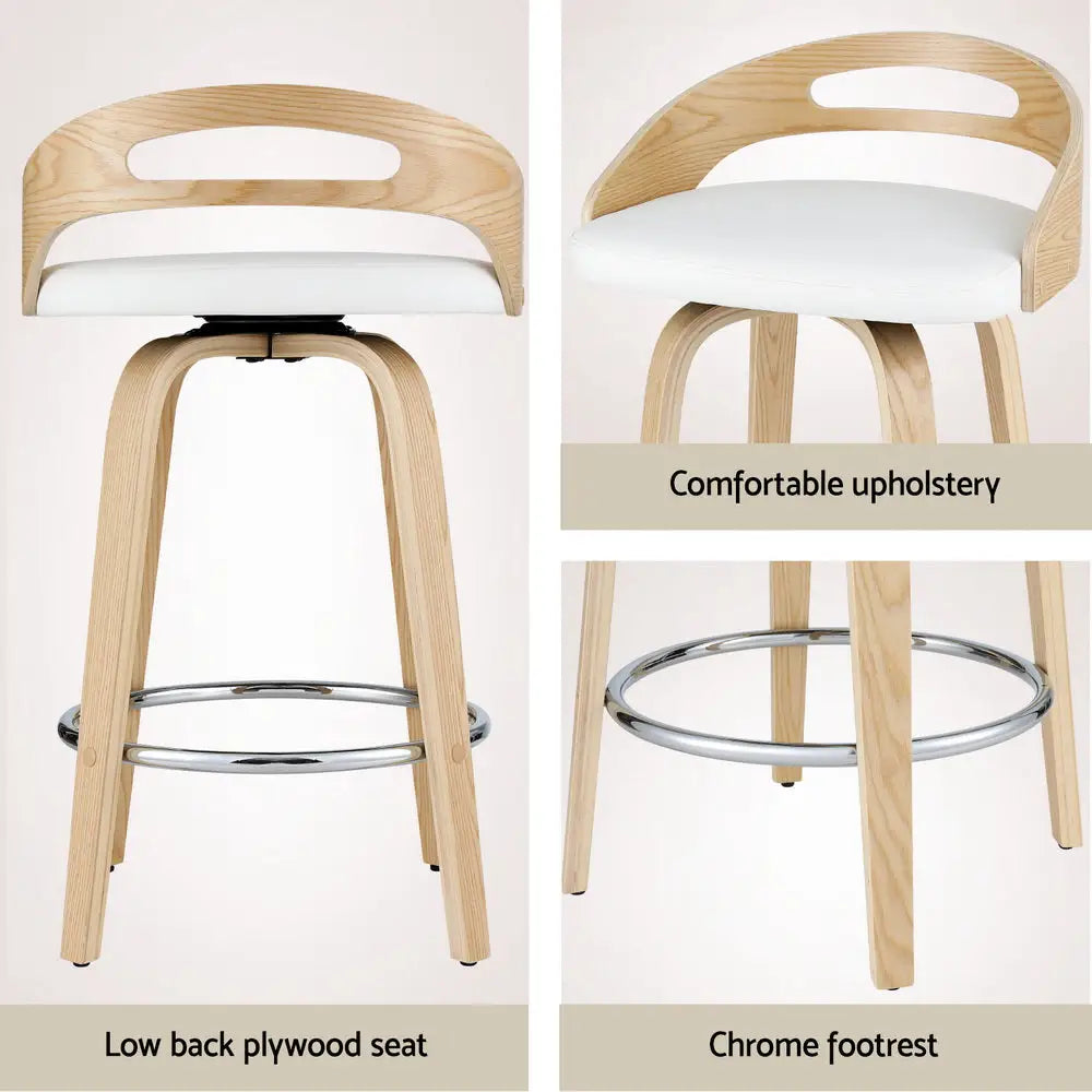 4x Bar Stools Swivel Dining Chairs Low Back Counter Seat Pu Cushion
