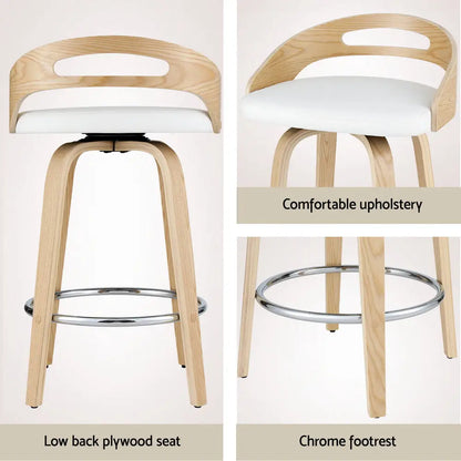4x Bar Stools Swivel Dining Chairs Low Back Counter Seat Pu Cushion