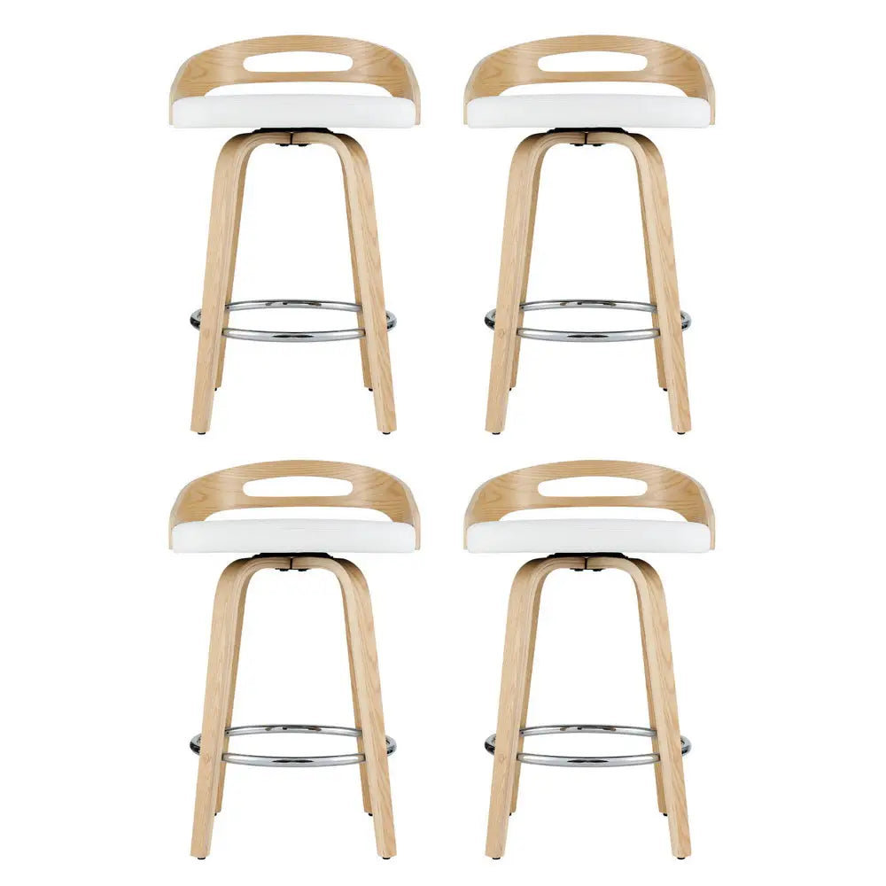 4x Bar Stools Swivel Dining Chairs Low Back Counter Seat Pu Cushion