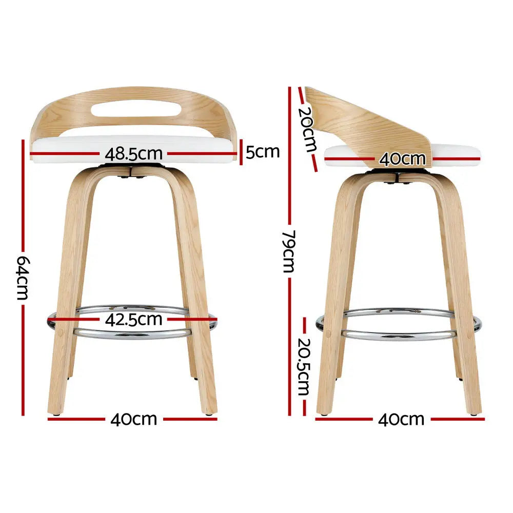 4x Bar Stools Swivel Dining Chairs Low Back Counter Seat Pu Cushion