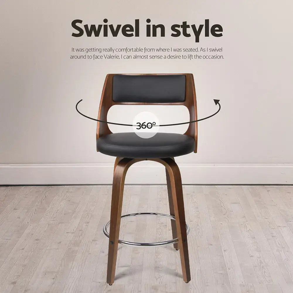 4x Bar Stools Swivel Leather Chair 65cm