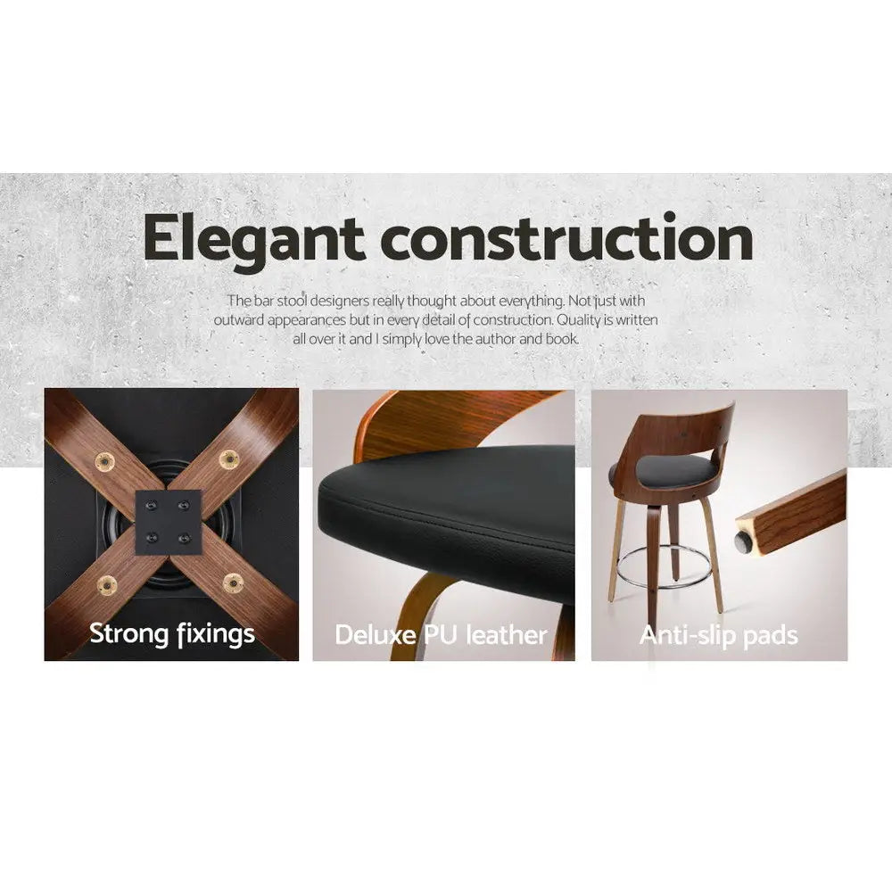 4x Bar Stools Swivel Leather Chair 76cm