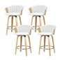 4x Bar Stools Swivel Leather Chairs Wooden
