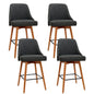 4x Bar Stools Swivel Seat Wooden Charcoal