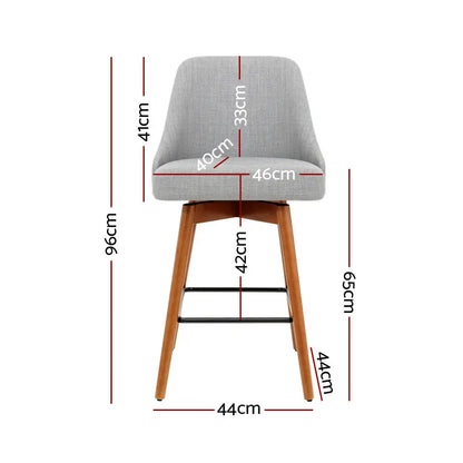 4x Bar Stools Swivel Seat Wooden Grey