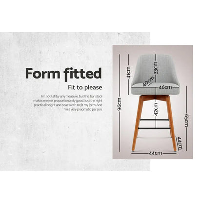 4x Bar Stools Swivel Seat Wooden Grey