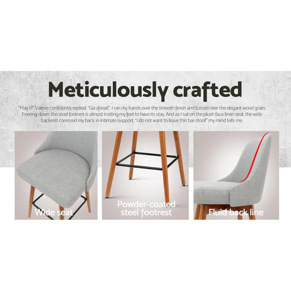 4x Bar Stools Swivel Seat Wooden Grey