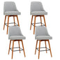 4x Bar Stools Swivel Seat Wooden Grey