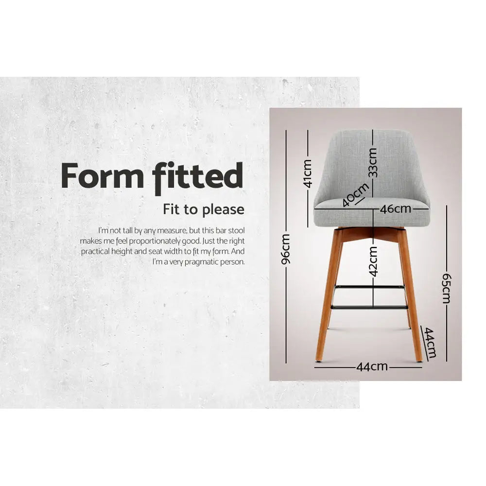 4x Bar Stools Swivel Seat Wooden Grey
