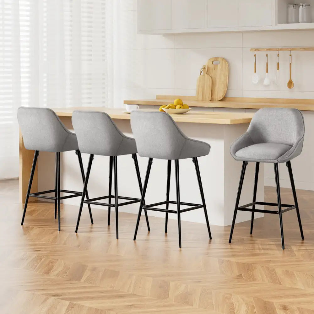 4x Bar Stools Upholstered Stool Counter Seat Kitchen Dining Chairs