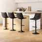 4x Bar Stools Vintage Leather Swivel Gas Lift Black