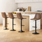 4x Bar Stools Vintage Leather Swivel Gas Lift Brown