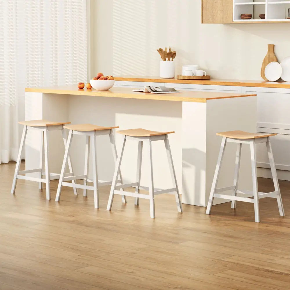 4x Bar Stools Wooden Chairs Oak