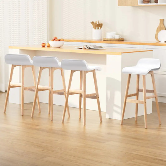 4x Bar Stools Wooden Stool White