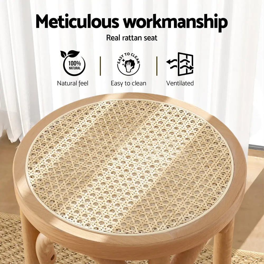 4x Bar Stoosl Rattan Seat Wooden