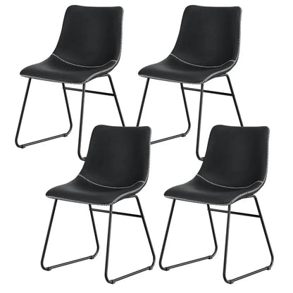4x Dining Chairs Retro Pu Leather Kitchen Lounge Cafe Accent Chair Black